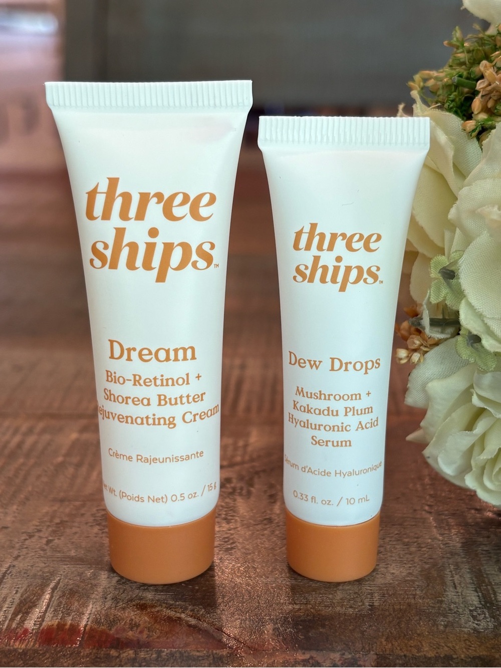 NEW Three Ships DREAM Bio-Retinol REJUVENATING CREAM & DEW DROP Hyaluronic SERUM